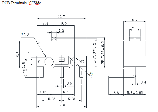 mini micro interruttore pcb disegni